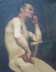 Torso eines sitzenden Mannes